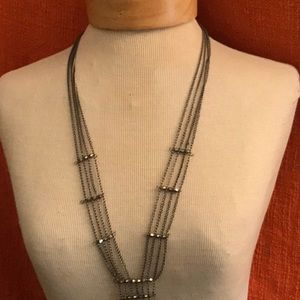 Long Necklace- Gunmetal|Hematite colored crystals